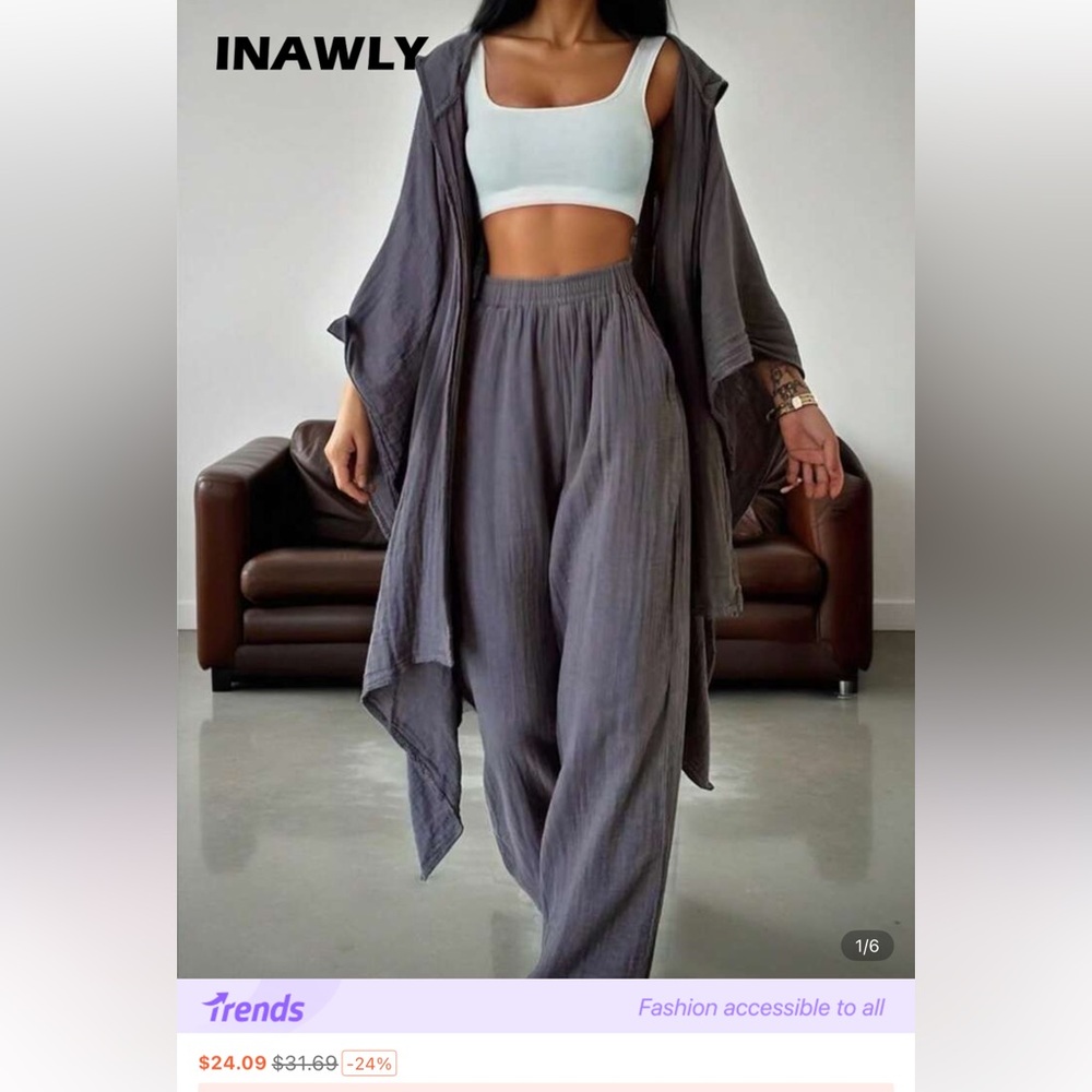 SHEIN Charcoal Wide Leg Pants